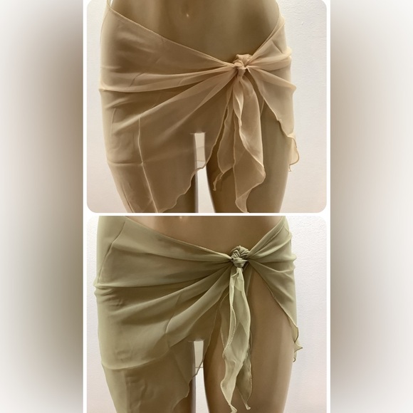 Zuliana Earth Tones Chic Sheer Sarong Wrap Skirt Bundle Of 2 New - Picture 1 of 7